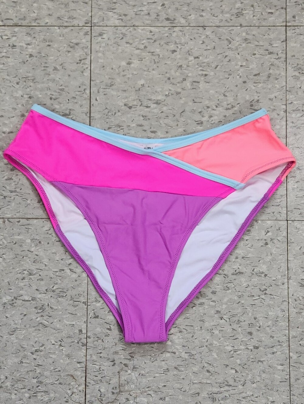 Women’s Colorblock High-Cut Bikini Bottom - Pink/Purple